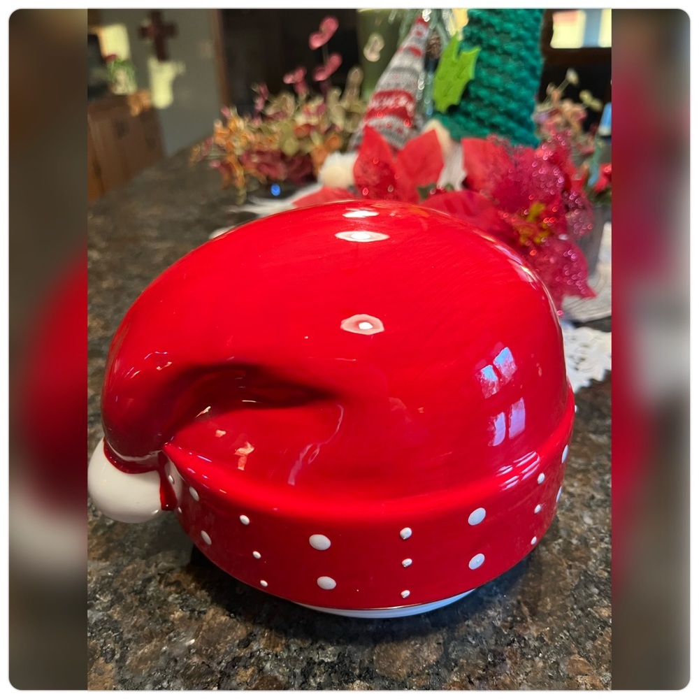 Cheryl's Christmas Cookie Jar Holiday Snowman Head Canister Red Hat 9.5 inch - Picture 4 of 10